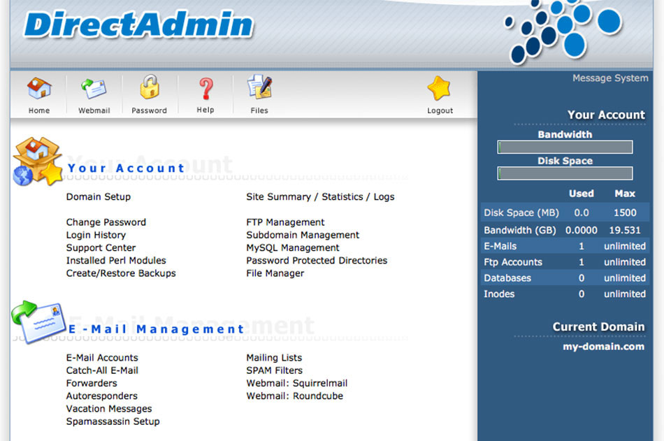 کنترل پنل هاست - دایرکت ادمین Direct Admin- کنترل پنل گرافیکی وب محور