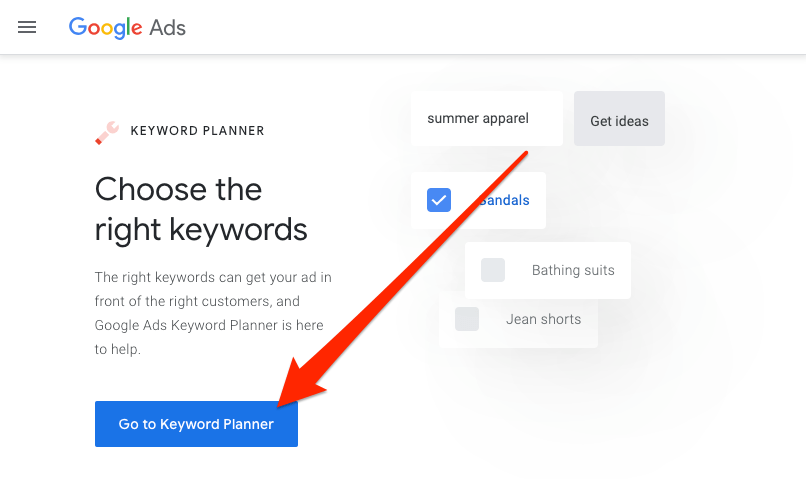 گوگل کیورد پلنر- Go to keyword planner
