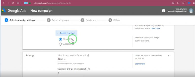 کمپین تبلیغات گوگل ادوردز - Delivery method