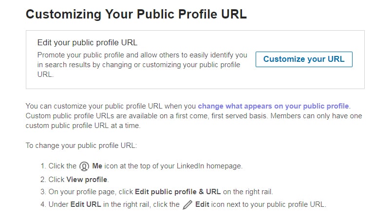 بازاریابی در لینکدین - ساخت URL خوب