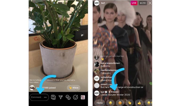 لایو اینستاگرام - پین کردن کامنت در لایو