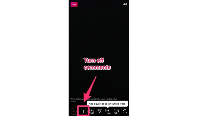 لایو اینستاگرام - چگونه می توان کامنت ها را خاموش کرد؟