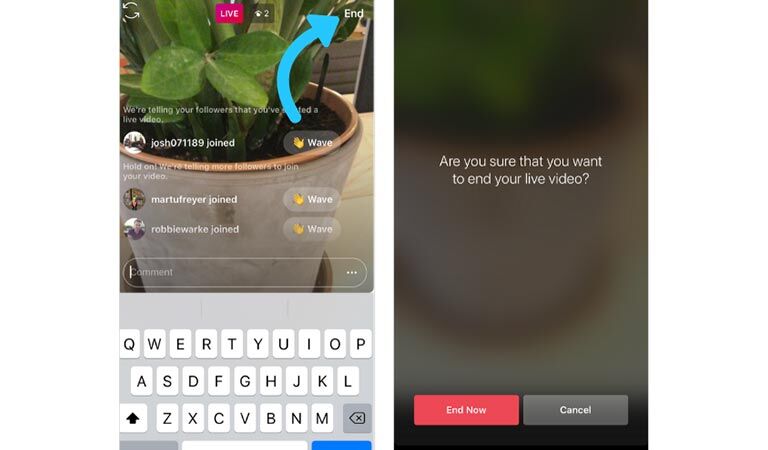لایو اینستاگرام - پایان لایو 