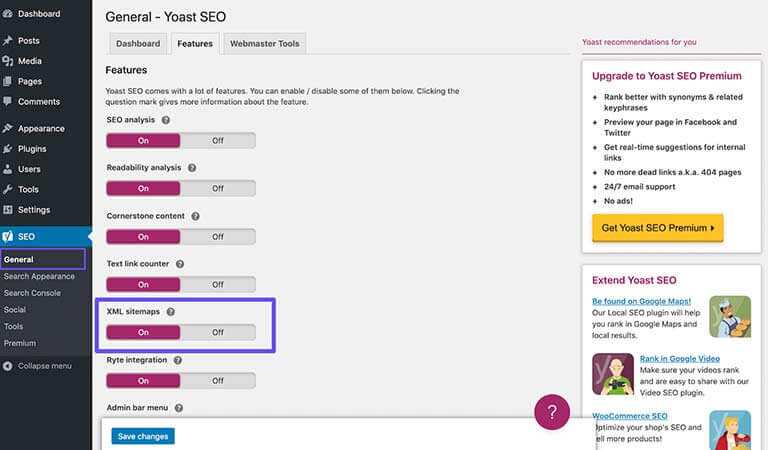 سئو وردپرس - تنظیم نقشه سایت XML را روشن کنید