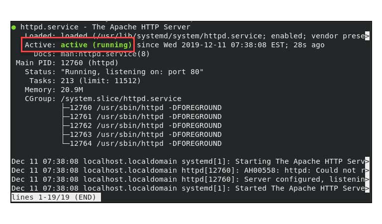 نمونه سرویس فعال Apache httpd - آپاچی چیست