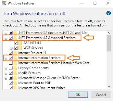 asp.net چیست - windows features