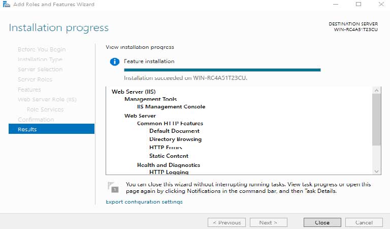 Installation Progress - Windows Server 2016 - iis چیست