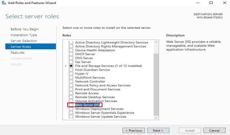 Select Server Roles - Windows Server 2016 - iis چیست