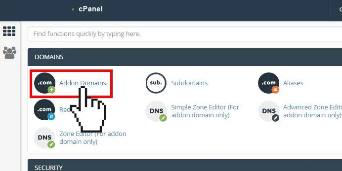 پس از ورود، به بخش Add on Domains بروید.