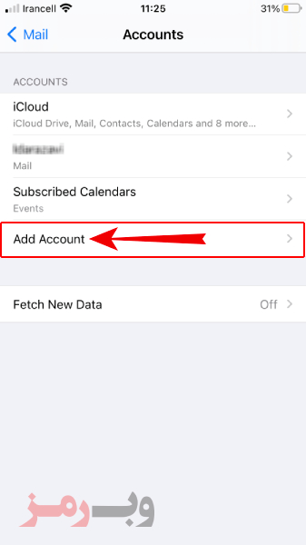 تنظیم اکانت ایمیل روی گوشی آیفون