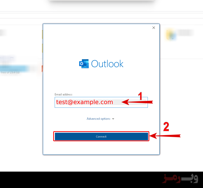 تنظیمات اکانت ایمیل روی ماکروسافت اوتلوک