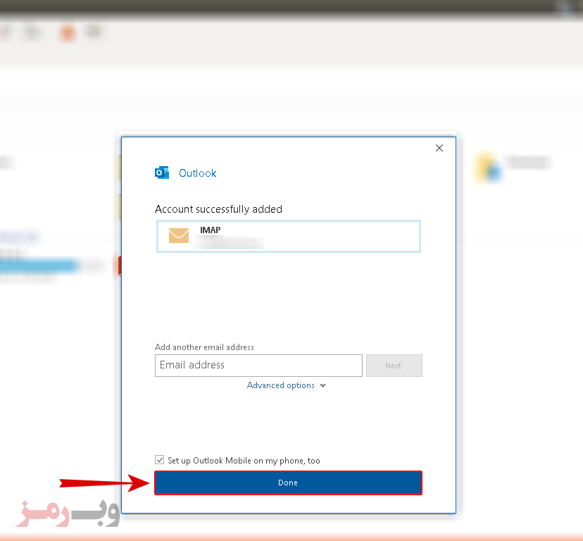 تنظیمات اکانت ایمیل روی ماکروسافت اوتلوک