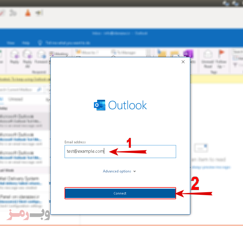 تنظیمات اکانت ایمیل روی ماکروسافت اوتلوک