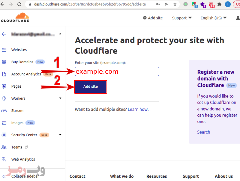 افزودن دامنه به کلودفلر