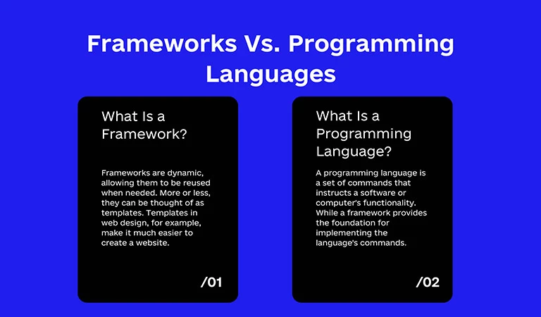 مقایسه فریم ورک ها با زبان برنامه نویسی