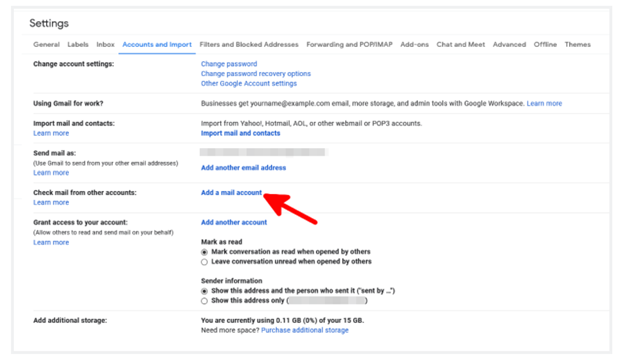 تب Accounts and Import