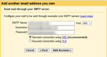 از کدام سرور SMTP استفاده کند