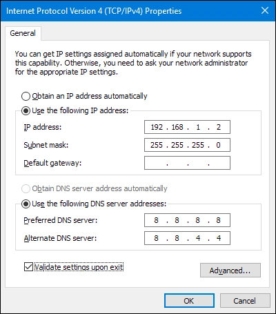 وارد کردن ip address