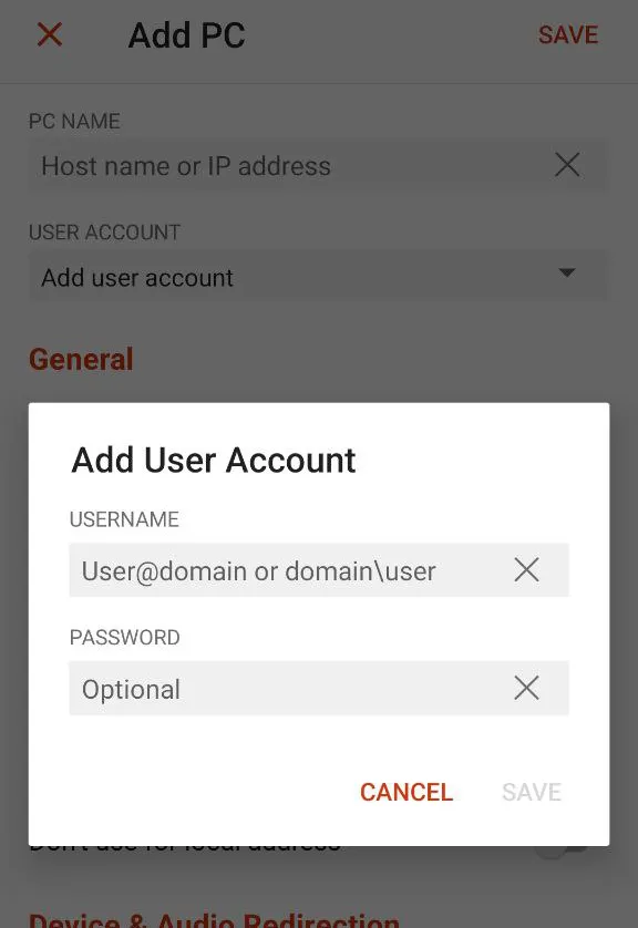 مراحل نصب add account remote desktop