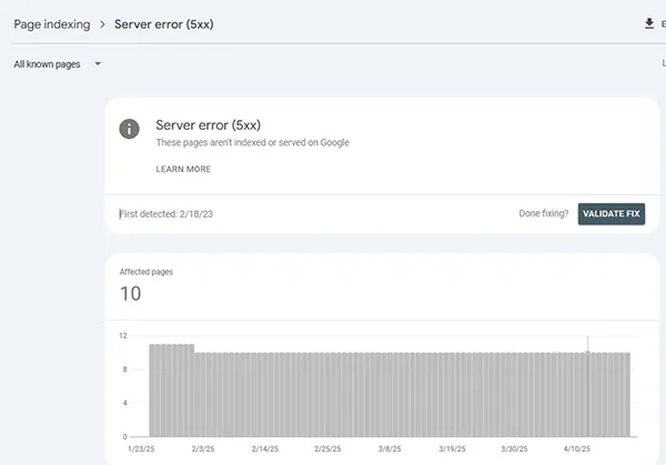 Server error (5xx)
