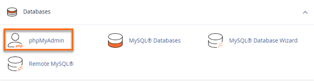 پیدا کردن آیکون phpMyAdmin